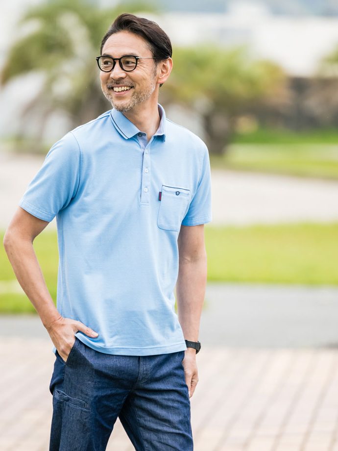 Inspire インスパイア 50代 60代向け大人カジュアルブランド おしゃれ おじさん お父さん アウトドア ギフト シニア パネルボーダー ポロシャツ ファッション プレゼント メンズ 男性 長袖 無料サンプルok パネルボーダーポロシャツ